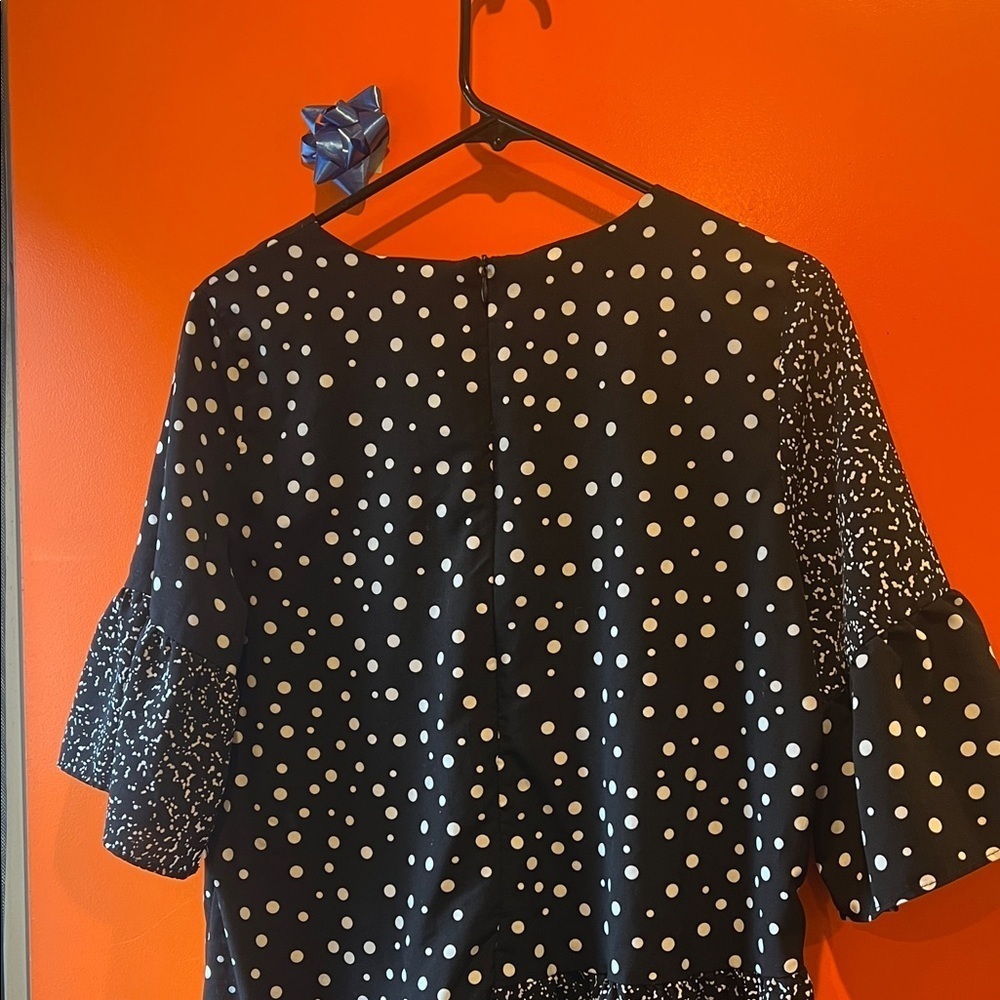 CAARA Black and White Polka Dot Midi Dress - Picture 6 of 9